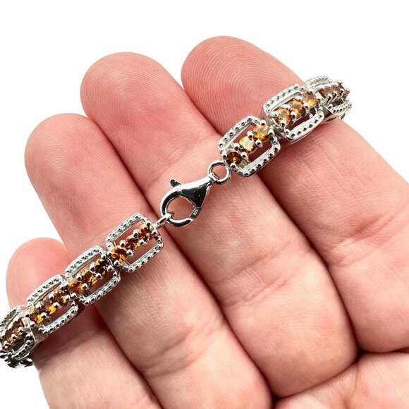 JTV BBJ Womens Bracelet Sterling Silver Orange Citrine Tennis 22 Grams - Picture 6 of 8